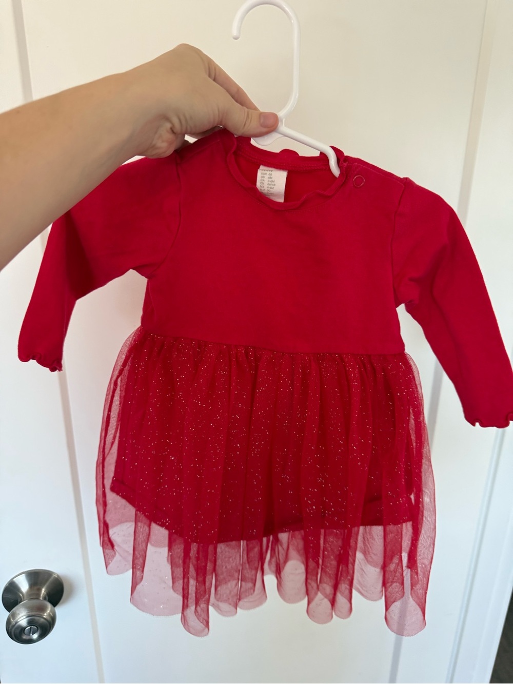 H&M Red Baby Tulle Dress - Long Sleeve Sparkle